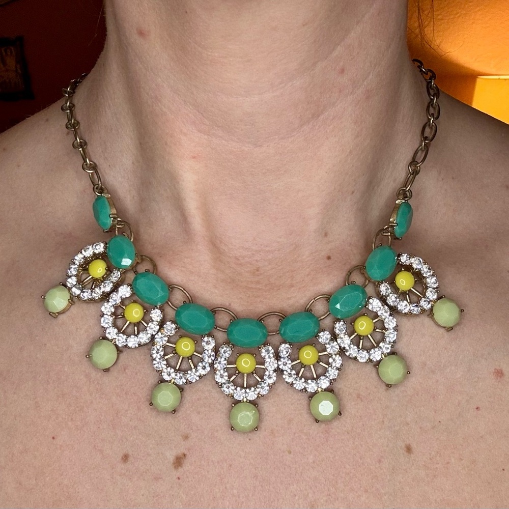 Elegant Green and Yellow Statement Necklace
